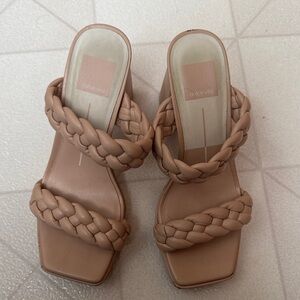 Dolce Vita Braided Strap Heeled Sandals in Nude Blush